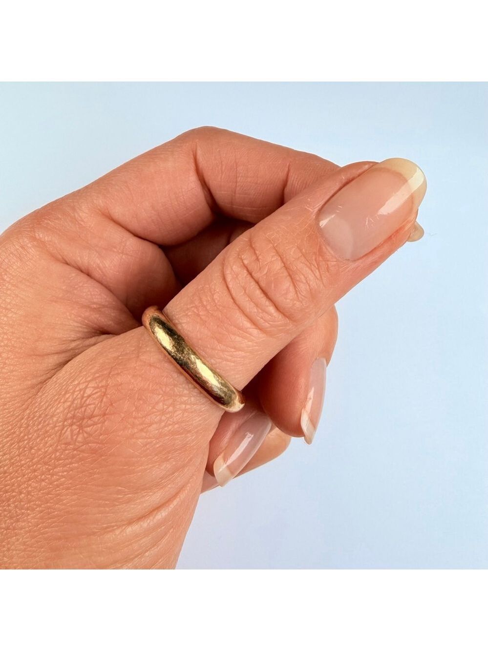14K Solid Yellow Gold Frederick Goldman Classic Solid 4MM Band Vintage Ring SZ 9 - Picture 2 of 9